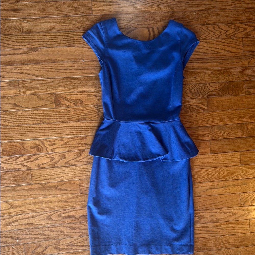 Banana Republic Blue Sheath Midi Dress with Flutter Cap Sleeves
